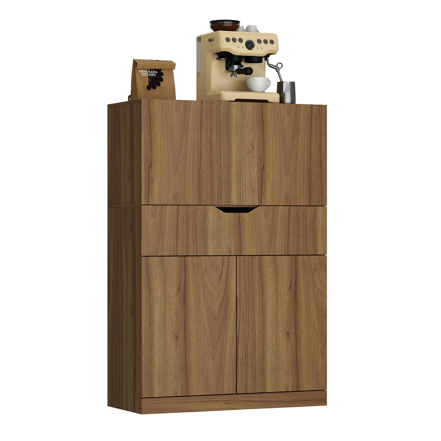 FUFU&GAGA Buffet Kaffeeschrank mit Klapptisch, Walnussoptik, MDF, 80 x 35 x günstig online kaufen