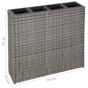 vidaXL Hochbeet Garten-Hochbeet mit 4 Töpfen Poly Rattan Grau (1 St)