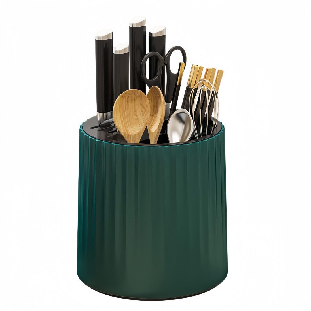 FOUORTUNATE-BEE Messerblock Küchen Organizer drehbar Messerblock Besteckhalter Abtropfbox, Für Küche Arbeitsplatte Besteck Messer Utensilien Ordnung System