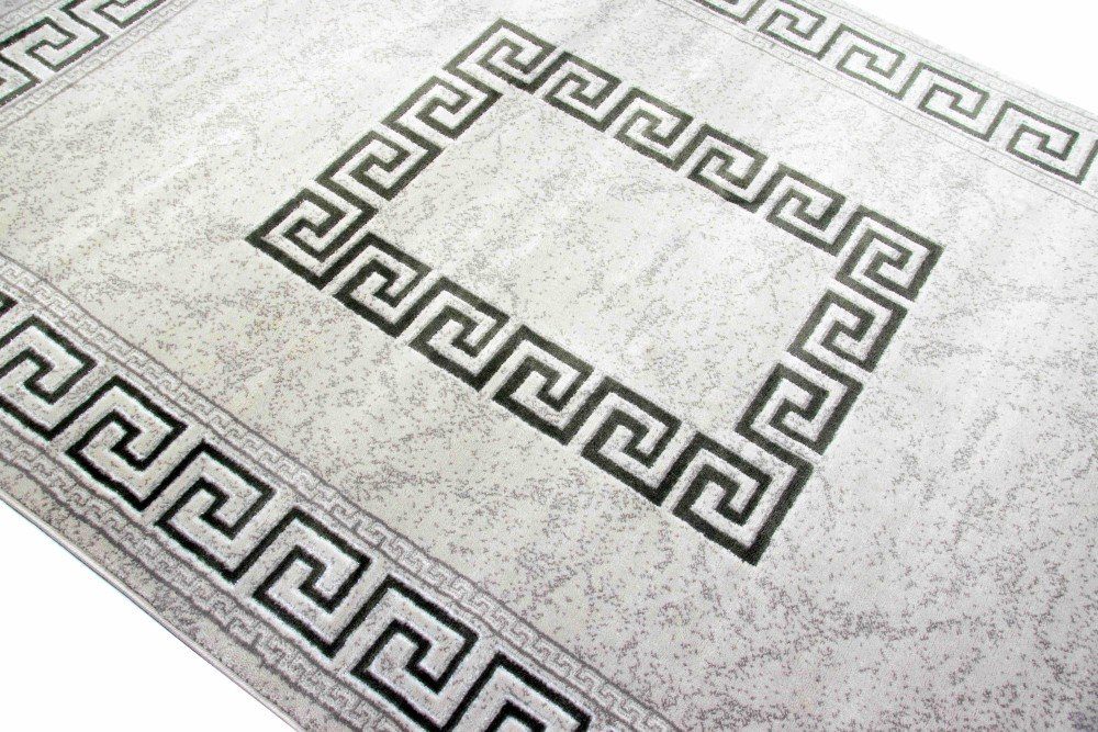 Carpetia Teppich Teppich Wohnzimmerteppich Mäander Muster mit Glitzer grau, rechteckig, Höhe: 12 mm