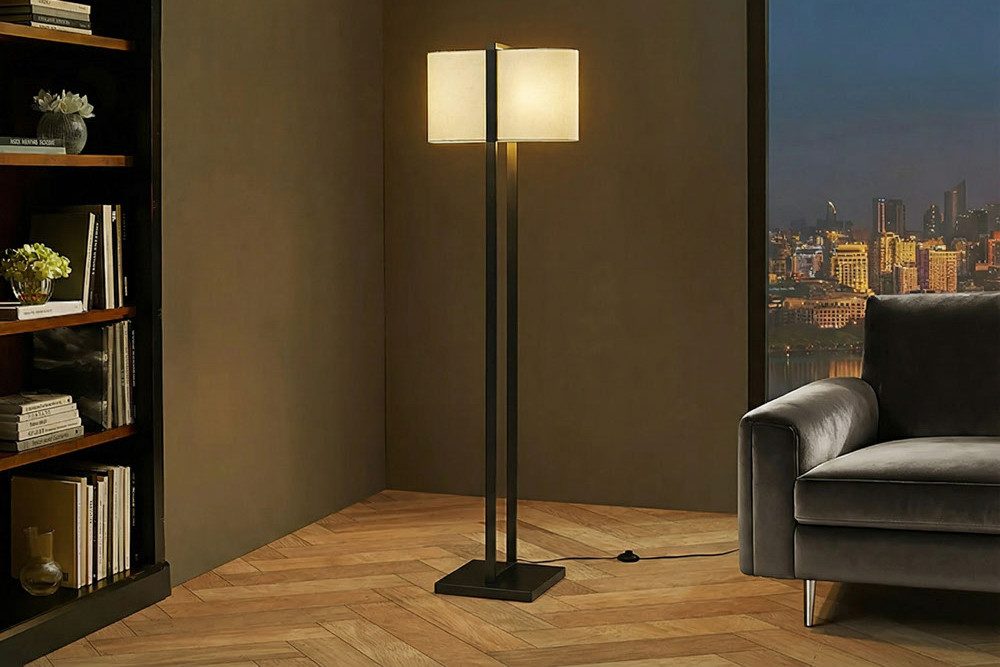 riess-ambiente Stehlampe COLLEEN 160cm weiß/schwarz - Stoffschirm, mit Metallfuß, zeitlos, Ein-/Ausschalter, ohne Leuchtmittel, Moderne Leuchte - ideal für Wohn – Bild 4 von 5
