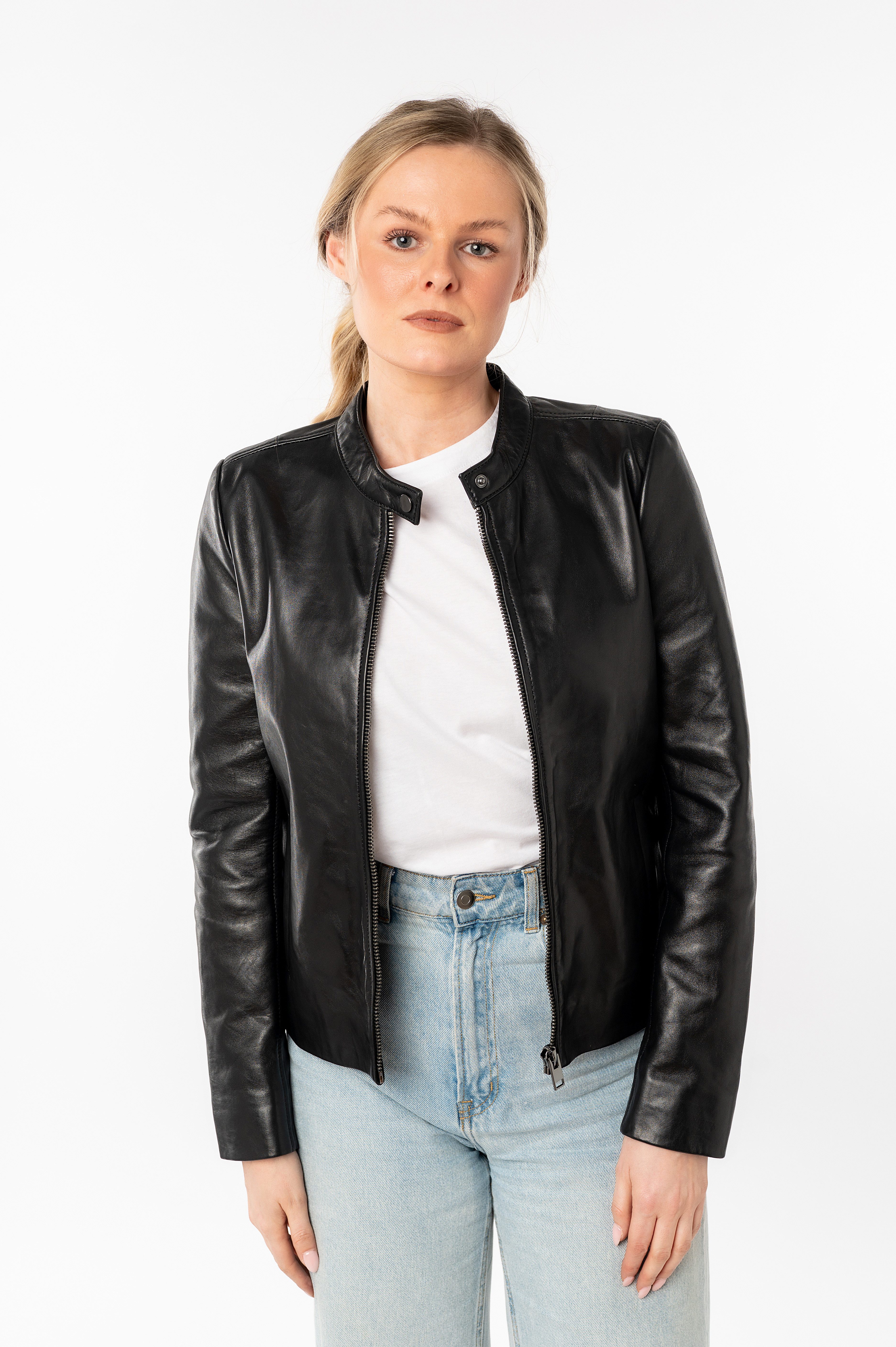 Mauritius Lederjacke MWMair mit Stehkragen & Drucker, Slim Fit günstig online kaufen