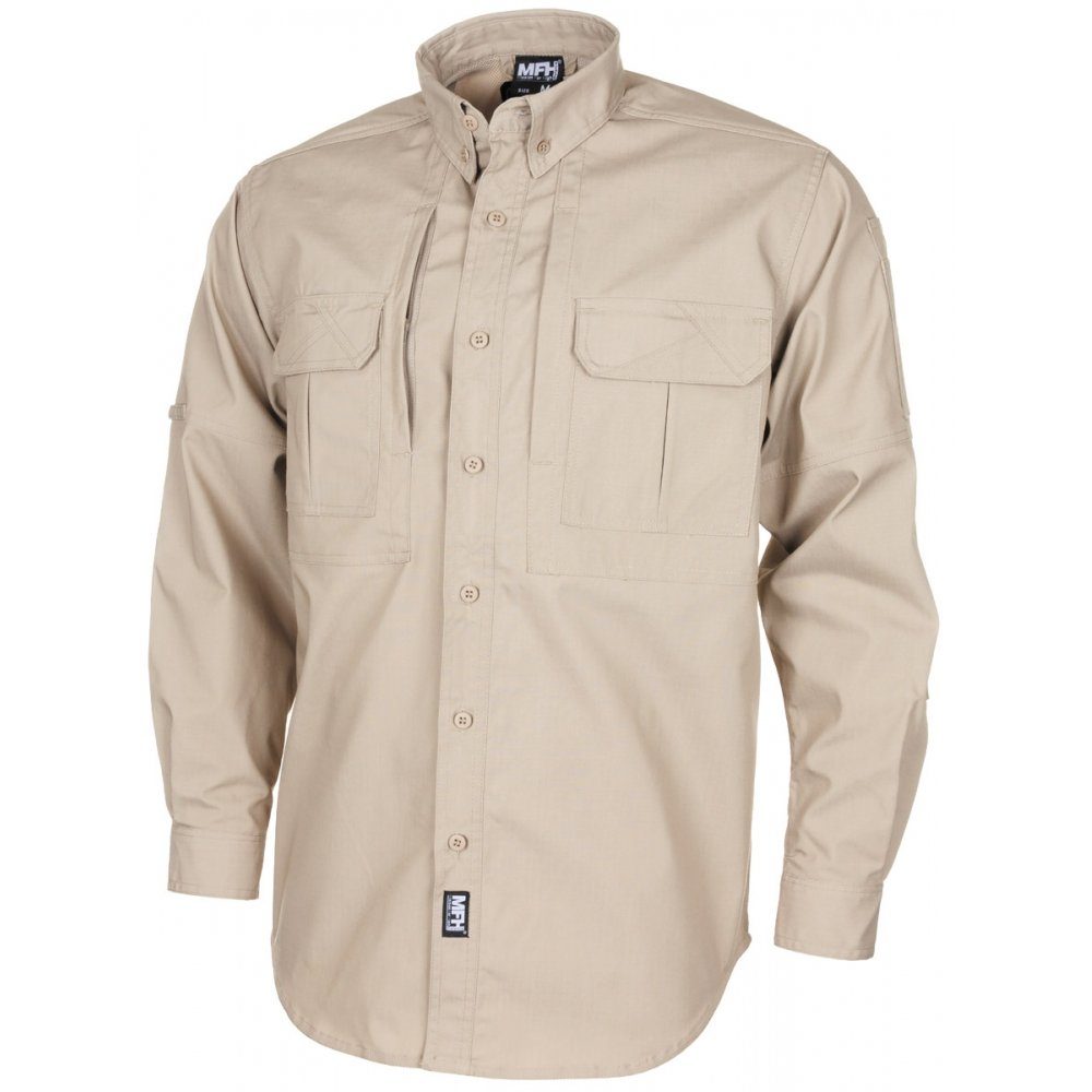 MFHHighDefence Outdoorhemd Hemd, Attack langarm, khaki, Teflon, Rip Stop - günstig online kaufen