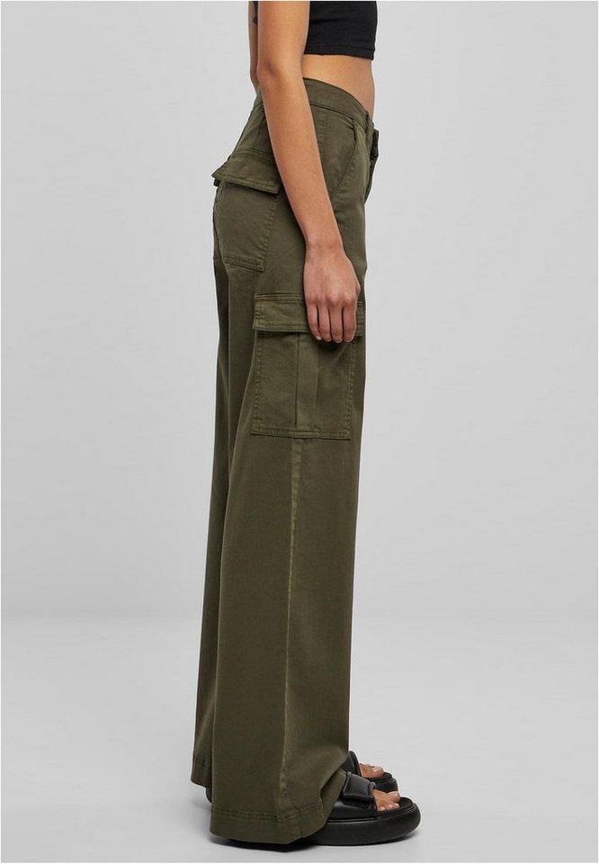 URBAN CLASSICS Stoffhose Damen Ladies High Waist Wide Leg Twill Cargo Pants  (1-tlg)