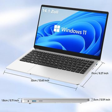 Auusda Tragbares Design Notebook (Intel Celeron J4105, 512 GB SSD, 8 GB RAM, Optimierte Leistung Flexibilität, leistungsstarkem Prozessor)