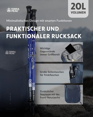 Terra Peak Wanderrucksack Airant 20, Rucksack klein mit belüftetem Netzrücken 20 Liter