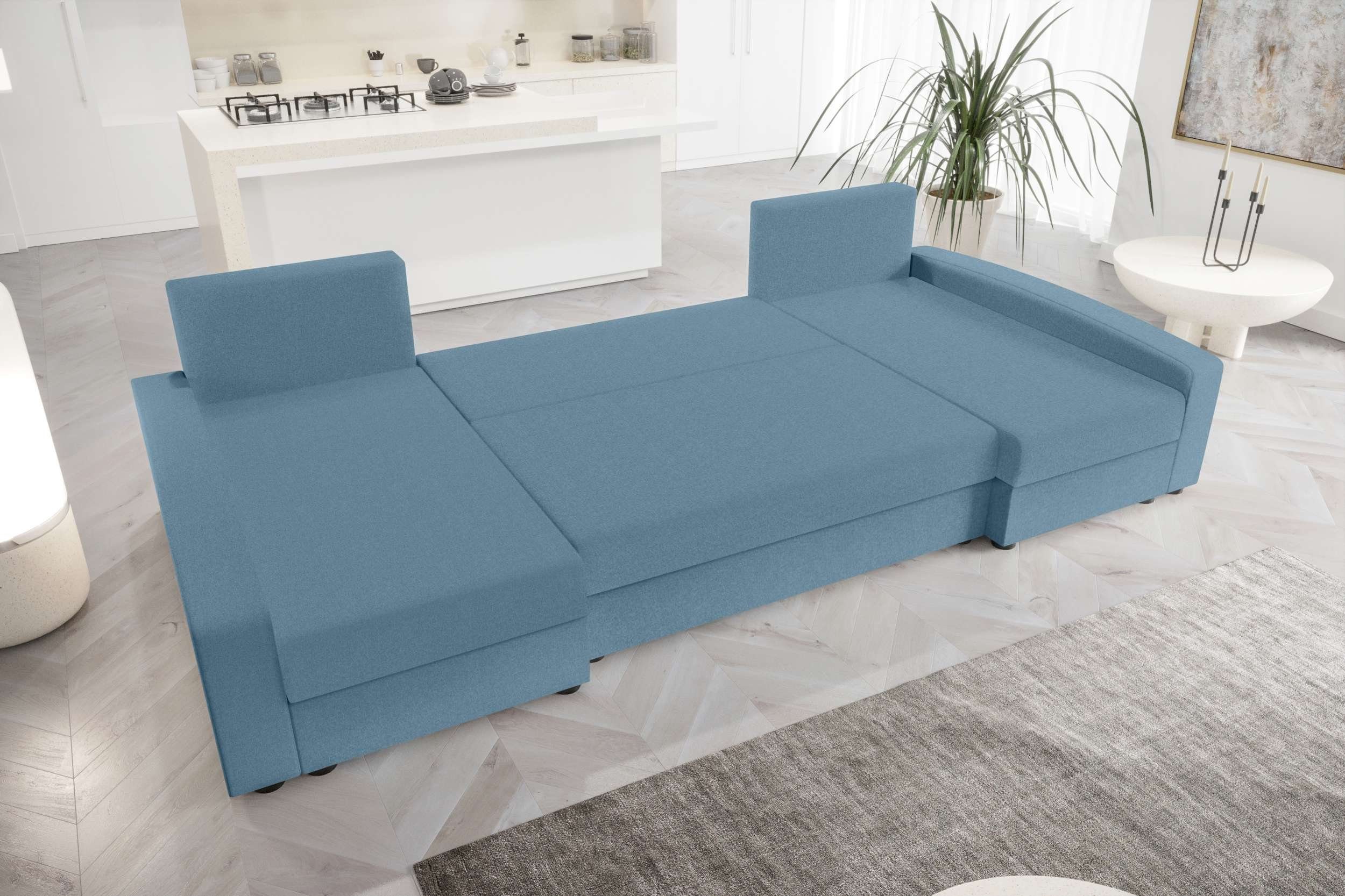 Addison, mit Wohnlandschaft U-Form, Sofa, Design Stylefy Sitzkomfort, Modern mit Bettkasten, Bettfunktion, Eckcouch,