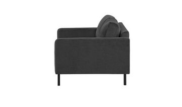 Home Collective Sofa Couch mit schwarzen Metallbeinen und modischem Veloursbezug, Zweisitzer Couch, 2er Sofa, Dunkelgrau