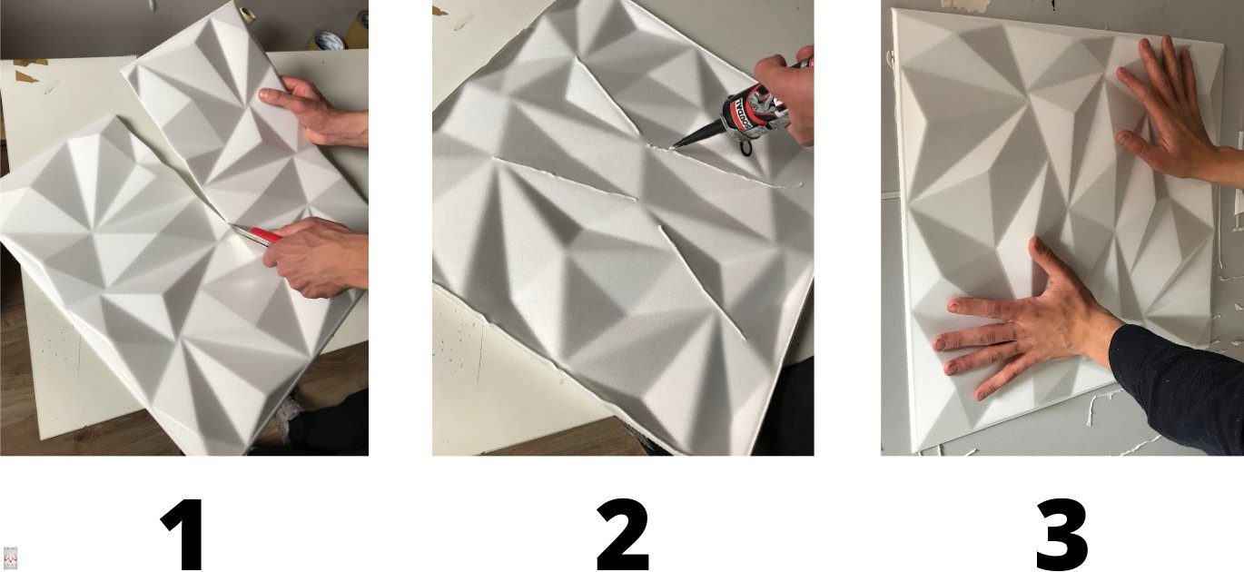 BxL: MATERIAL 50,00x50,00 Wandverkleidung (4qm Polystyrol IKHEMalarka 16 Verso White Deckenpaneele, cm, qm, ARTIGES! Wandpaneel = Wandpaneele 3D 3D STYROPOR 0,25 Stück)