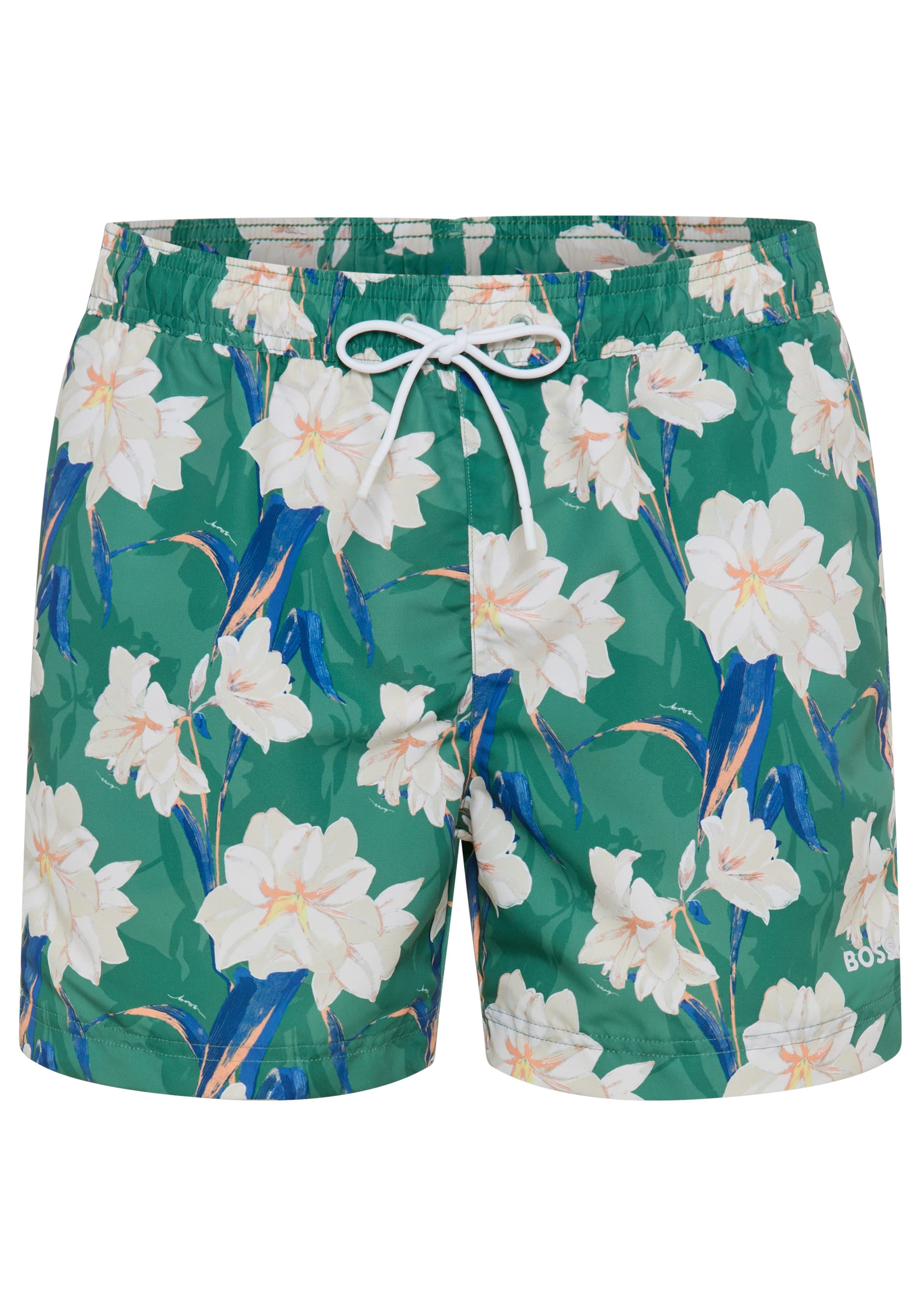 BOSS Badeshorts Iris mit floralem Muster