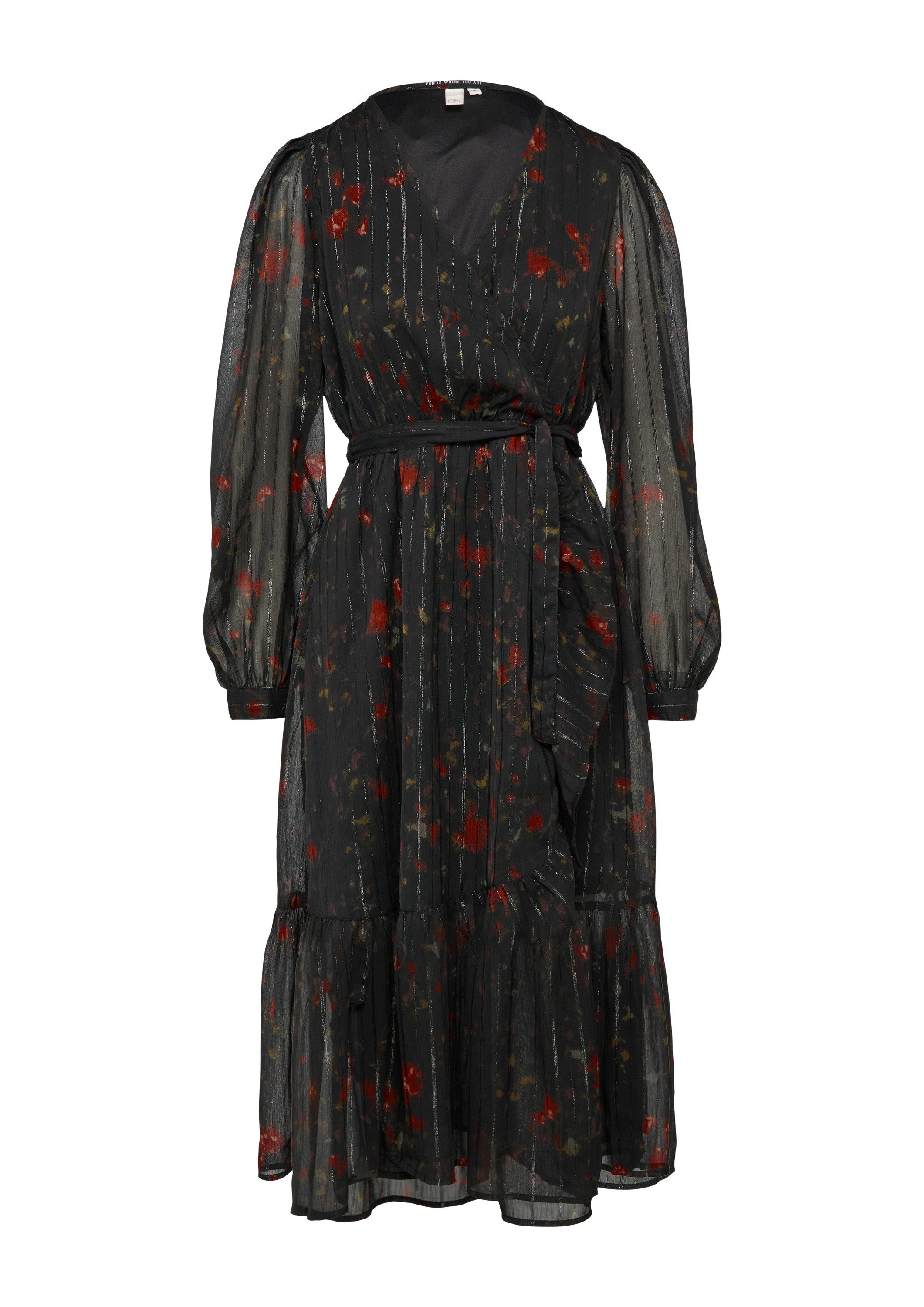 QS Midikleid Kleid Chiffon-Kleid in Wickel-Optik mit Elastikbund