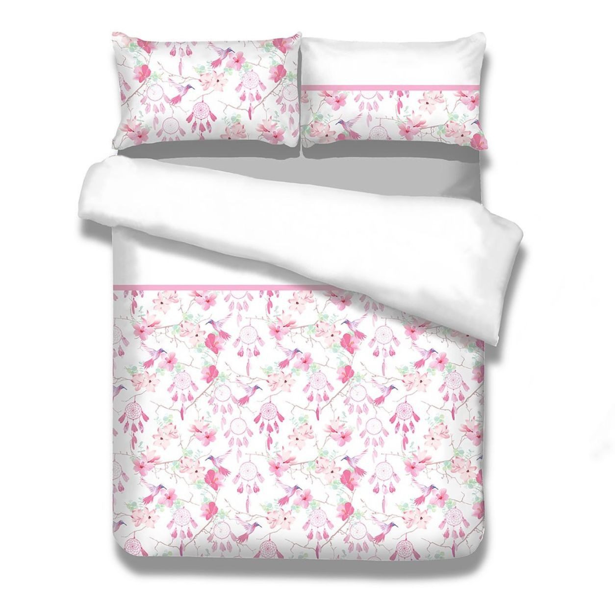 texpot Bettwäsche Flanell Blüten Baumwolle Reißverschluss, 4 teilig