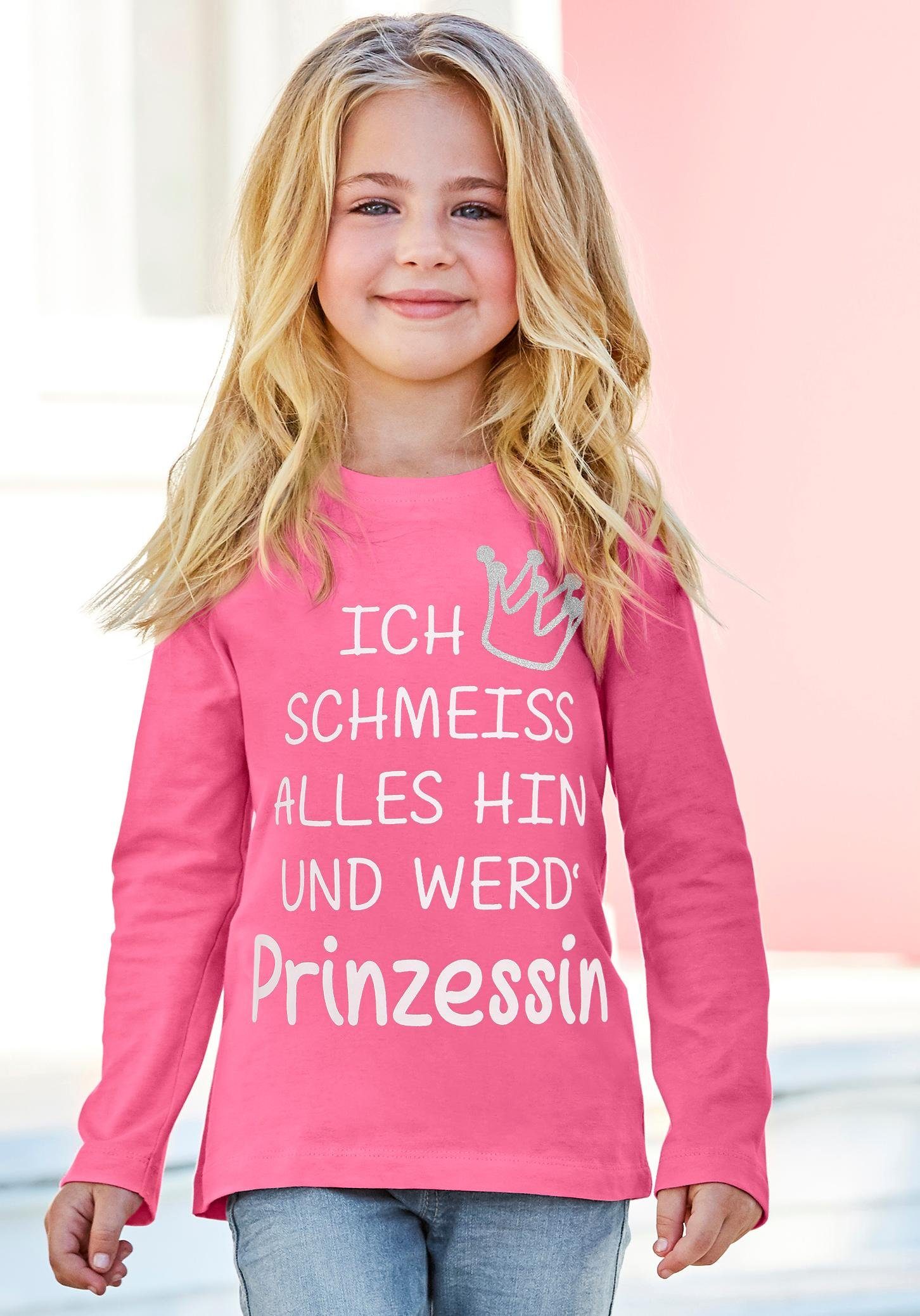 werd´ hin alles mit Prinzessin Ich Glitzerdruck schmeiss Langarmshirt KIDSWORLD und