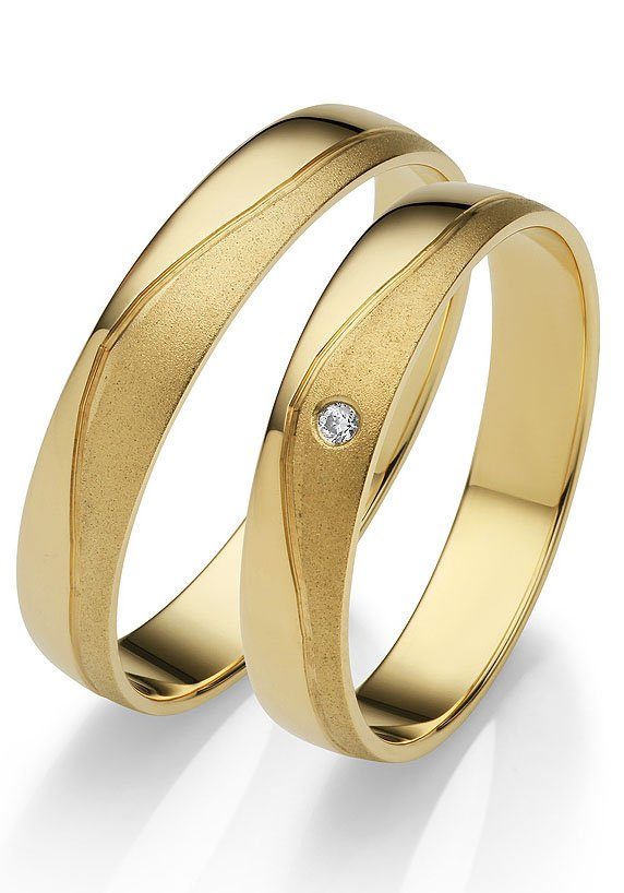 Firetti Trauring Schmuck Geschenk Gold 375 Hochzeit Ehering "LIEBE", Made in Germany, wahlweise mit oder ohne Brillant