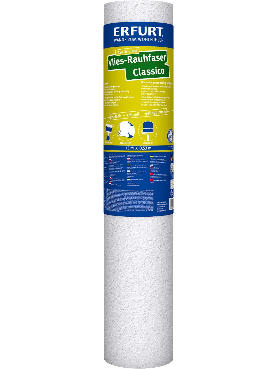 ERFURT Papiertapete Erfurt Vlies-Rauhfaser Classico weiß 15 x 0,53 m günstig online kaufen