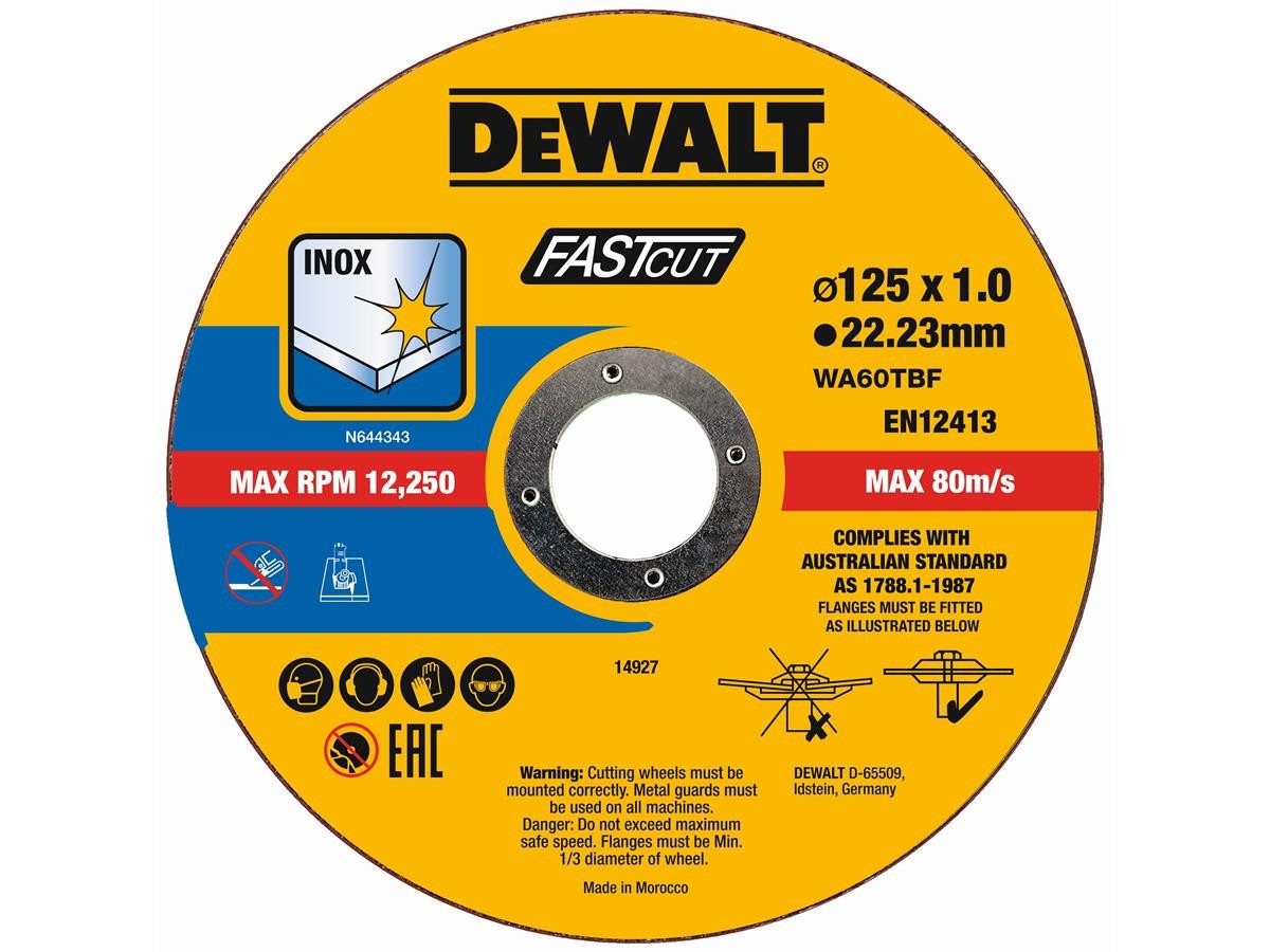 DeWalt Trennscheibe 125x1x22,23 mm Inox, Ø 125 mm, (Set), 125x1 mm, Ø Bohrung: 22,23 mm