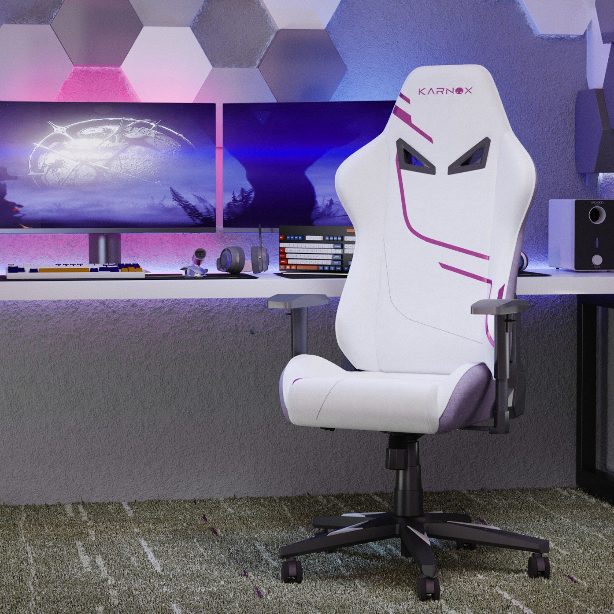 Blossom Gaming-Stuhl Stoff Ergonomisch – Höhenverstellbarer Bürostuhl mit hoher Rückenlehne, mit Kopfstütze, Lendenstütze, 155° Rückenlehne Racing Stuhl für Gaming
