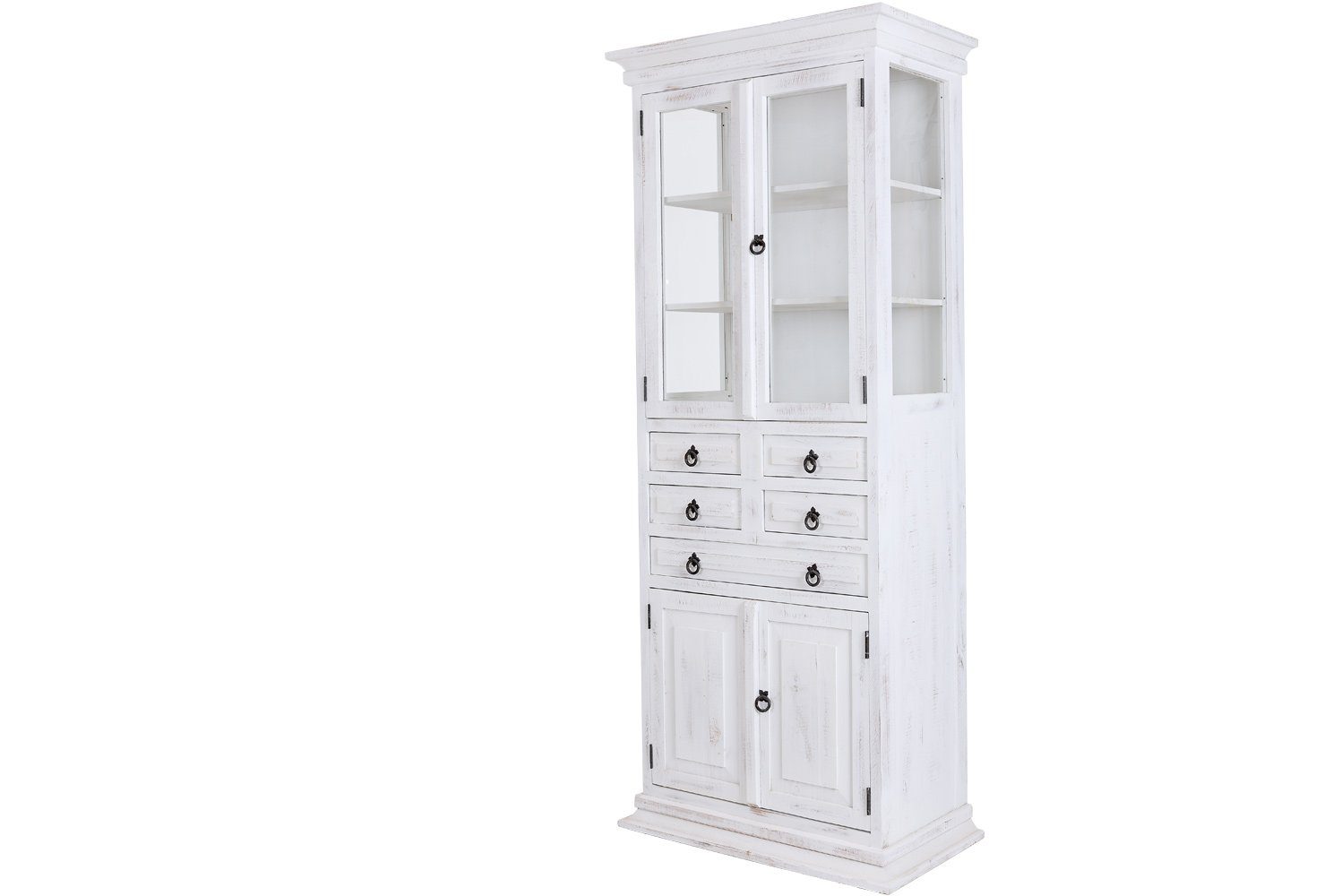 1a Direktimport Vitrine Vitrine Schrank MEXICO - Pinie weiß antik - Landhausstil Shabby Chic