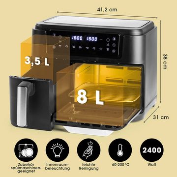 GOURMETmaxx Heißluftfritteuse, 2400,00 W, 4 Geräte in einem Toaster, Fritteuse, Ofen, Dörrautomat