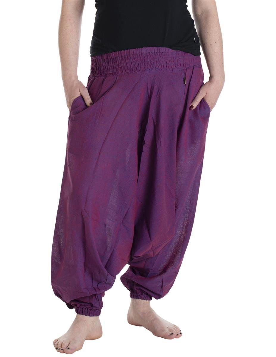 Vishes Haremshose Unisex Haremshose Einfarbig Orientalisch, Einheitsgröße Festival, 34-46 Hippie Yoga, Style Blaurosa