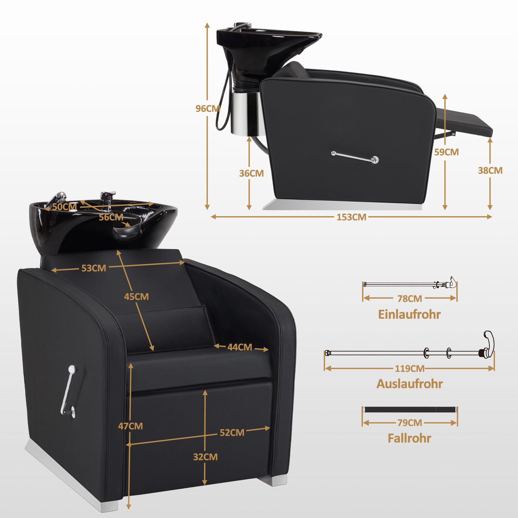 Barberpub Waschbecken BarberPub Friseurstuhl mit Waschbecken 8679 (Schwarz/ günstig online kaufen