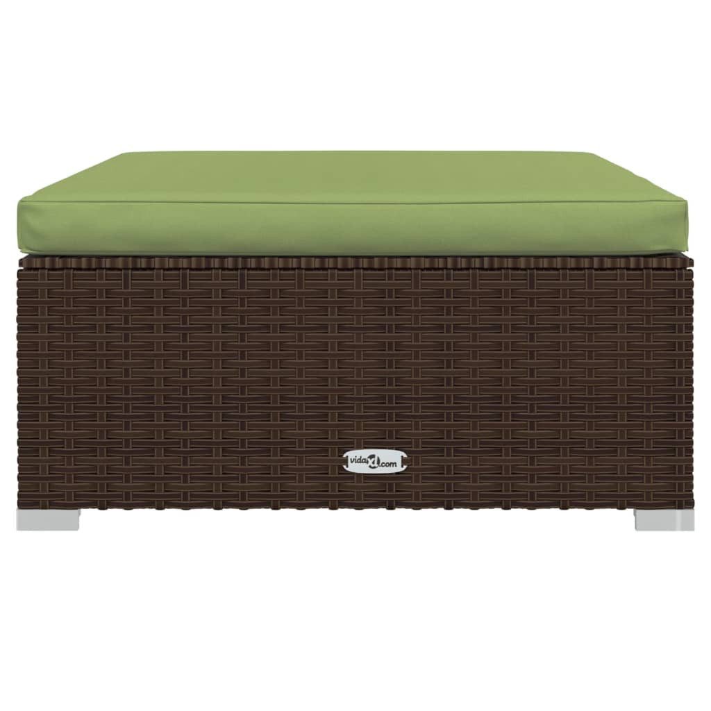 vidaXL Sofaelement Gartenhocker mit Kissen Braun 70x70x30 cm Poly Rattan (1 St)