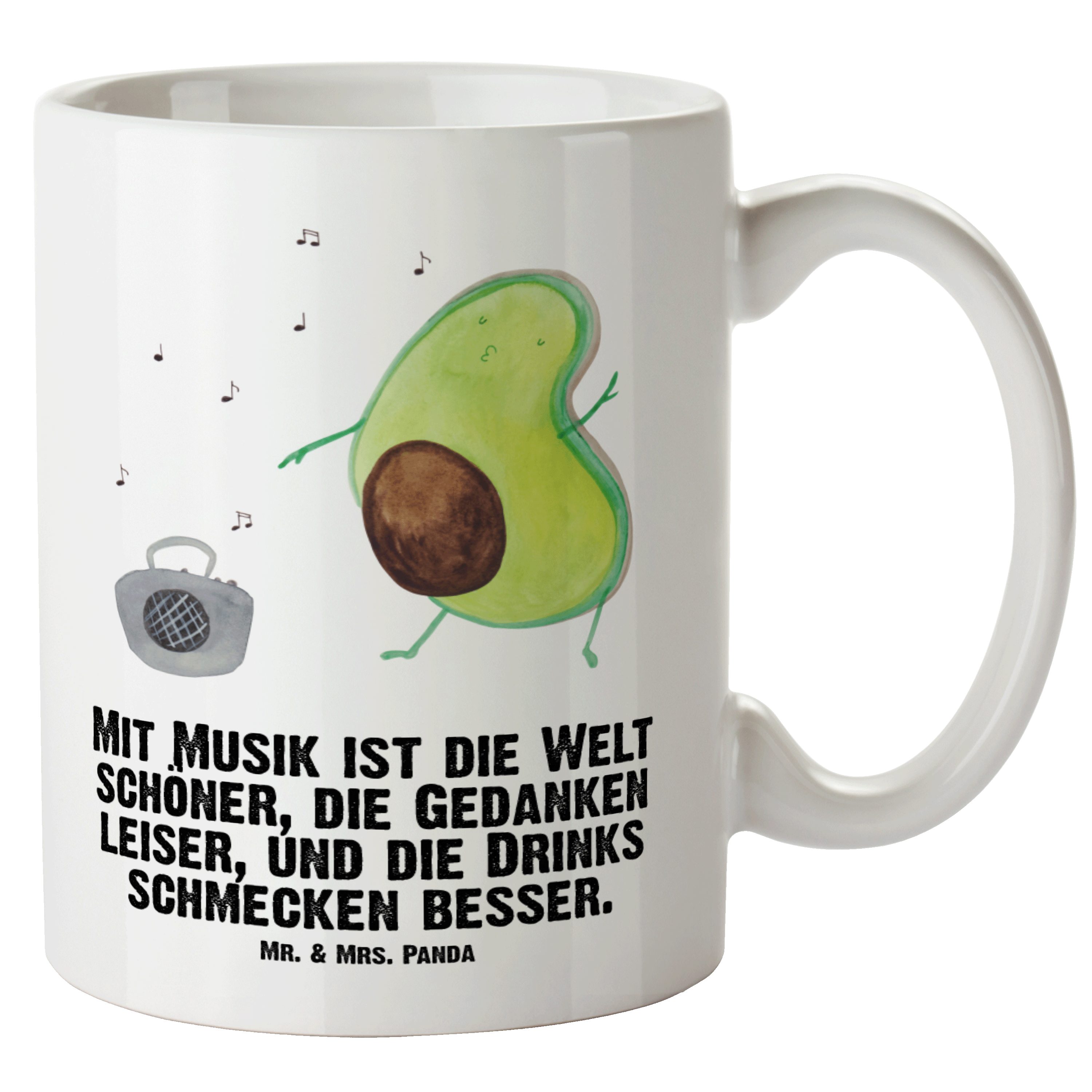 Musik, XL tanzt - Mr. Avocado spülma, Mrs. - Panda Veggie, Keramik Geschenk, Vegan, & Singen, Weiß Tasse Tasse