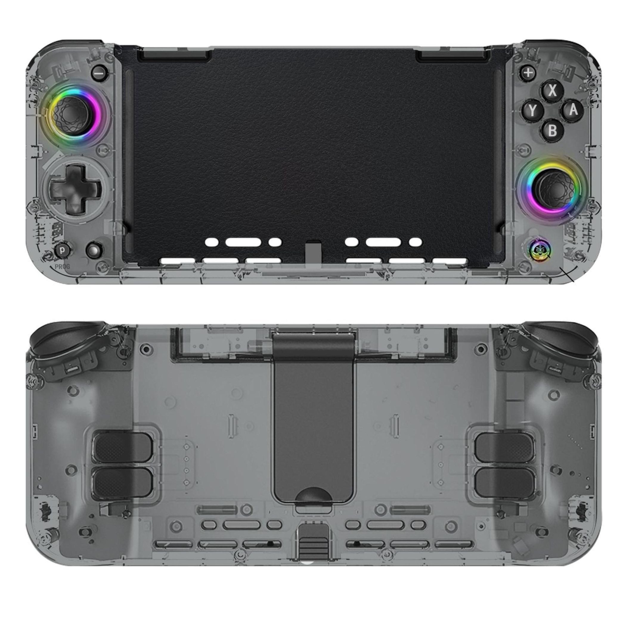 Wigento Handyhülle Wireless Controller Switch Split Joypad Hall Effekt RGB Schwarz Grau, Hall Effekt Joysticks, RGB, 6-Achsen Sensor