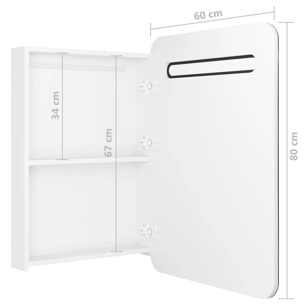 LED-Spiegelschrank cm vidaXL (1-St) 60x11x80 fürs Glänzend Weiß Hochglanz-Weiß Badezimmerspiegelschrank Bad