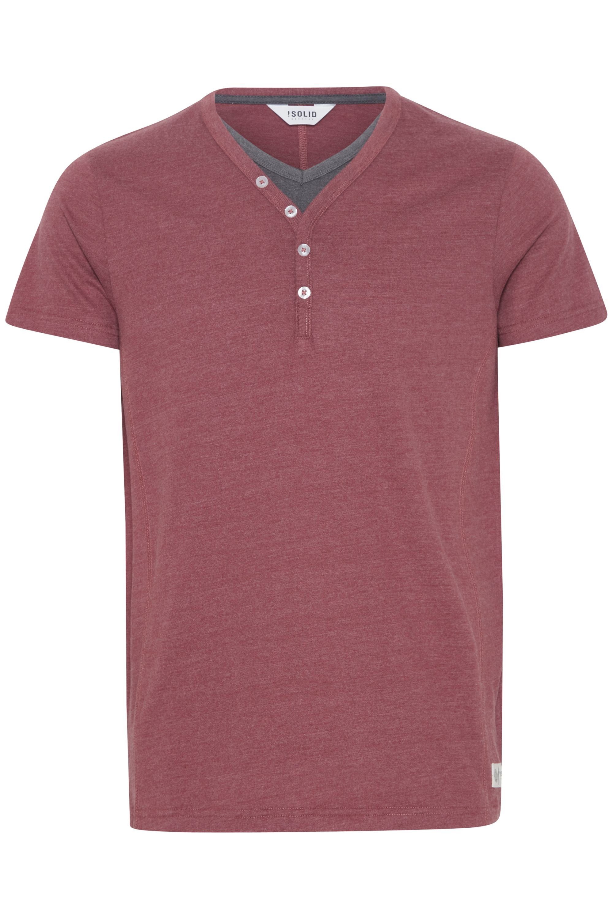 !Solid Layershirt SDDorian Kurzarmshirt im 2-in-1 Look Wine Red Melange (8985)