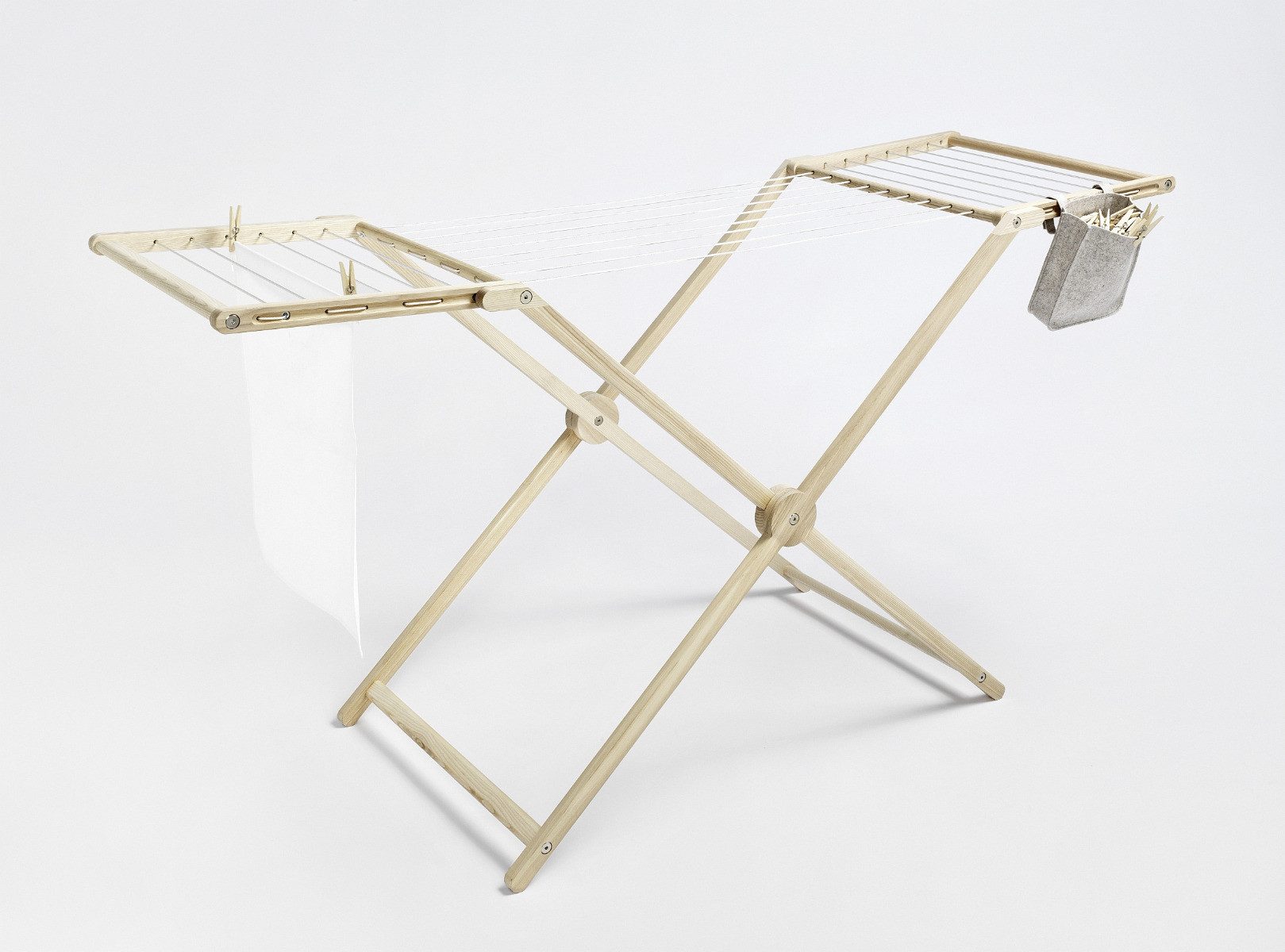 side by side Wäscheständer Wäscheständer aus Eschenholz - faltbar