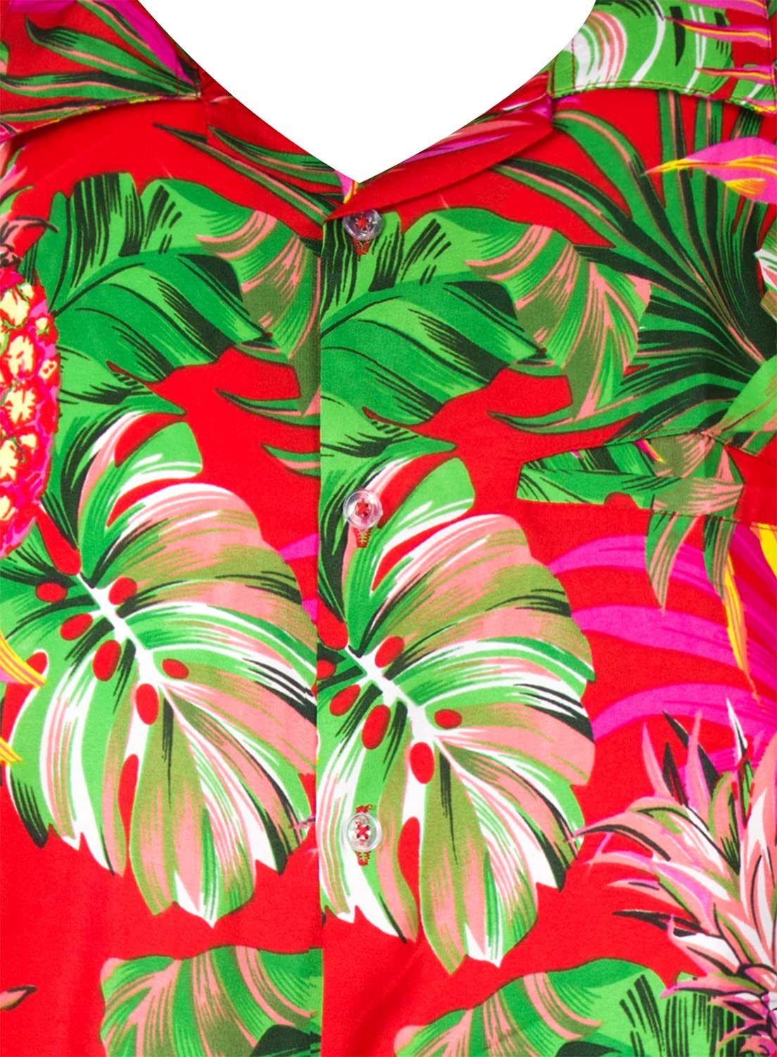 King Kameha Hawaiihemd Pineapple Leaves Kids Funky Hawaii-Hemd Kinder Kurzarm Front-Tasche