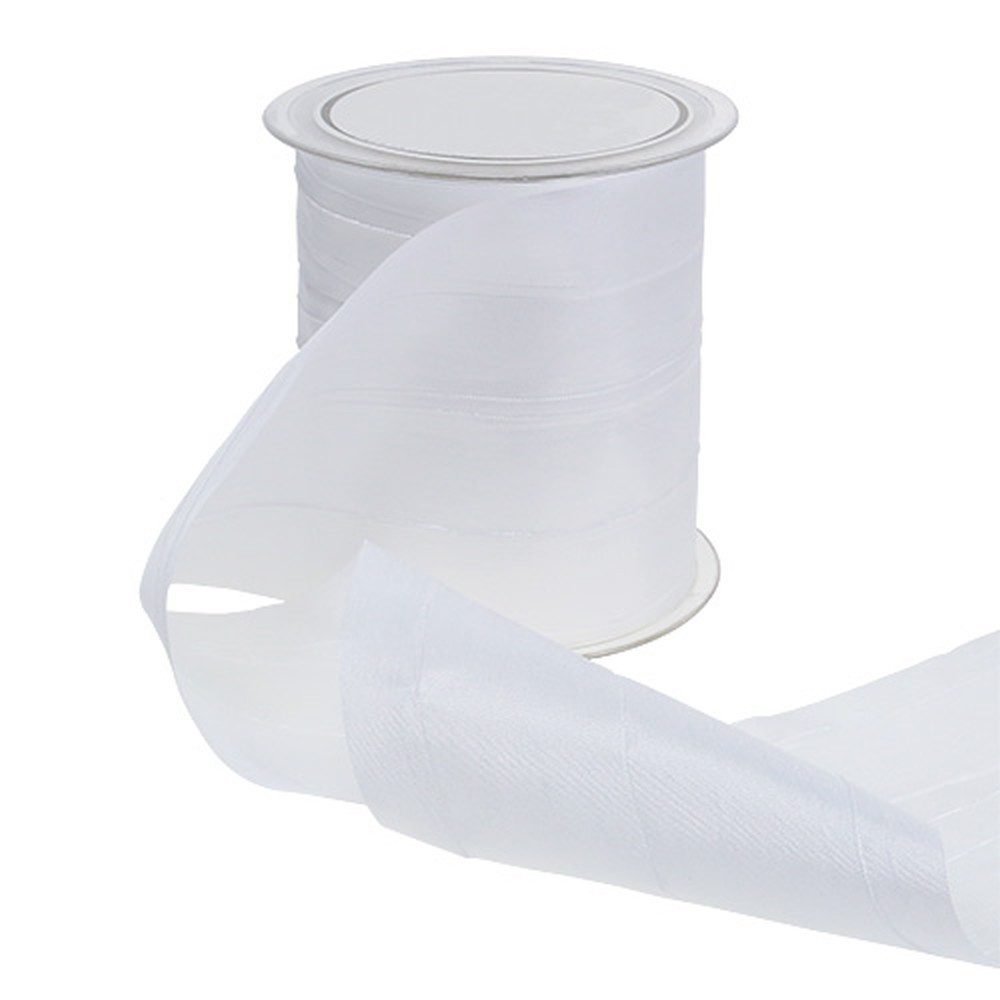 Mabella Decorbänder GmbH Tischläufer Tischband Crash Weiß 100mm x 15m - Edles Deko-Band für