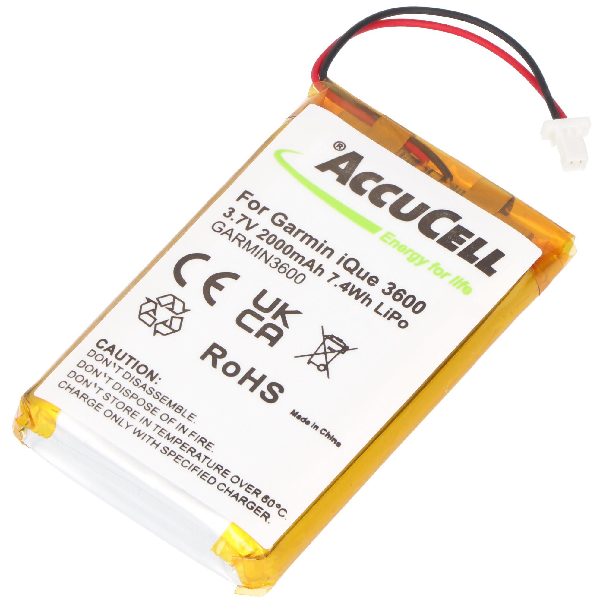 für AccuCell passend Garmin 2000mAh Akku (3,7 AccuCell extended 1A2W423C2, 2000 mAh Akku V)