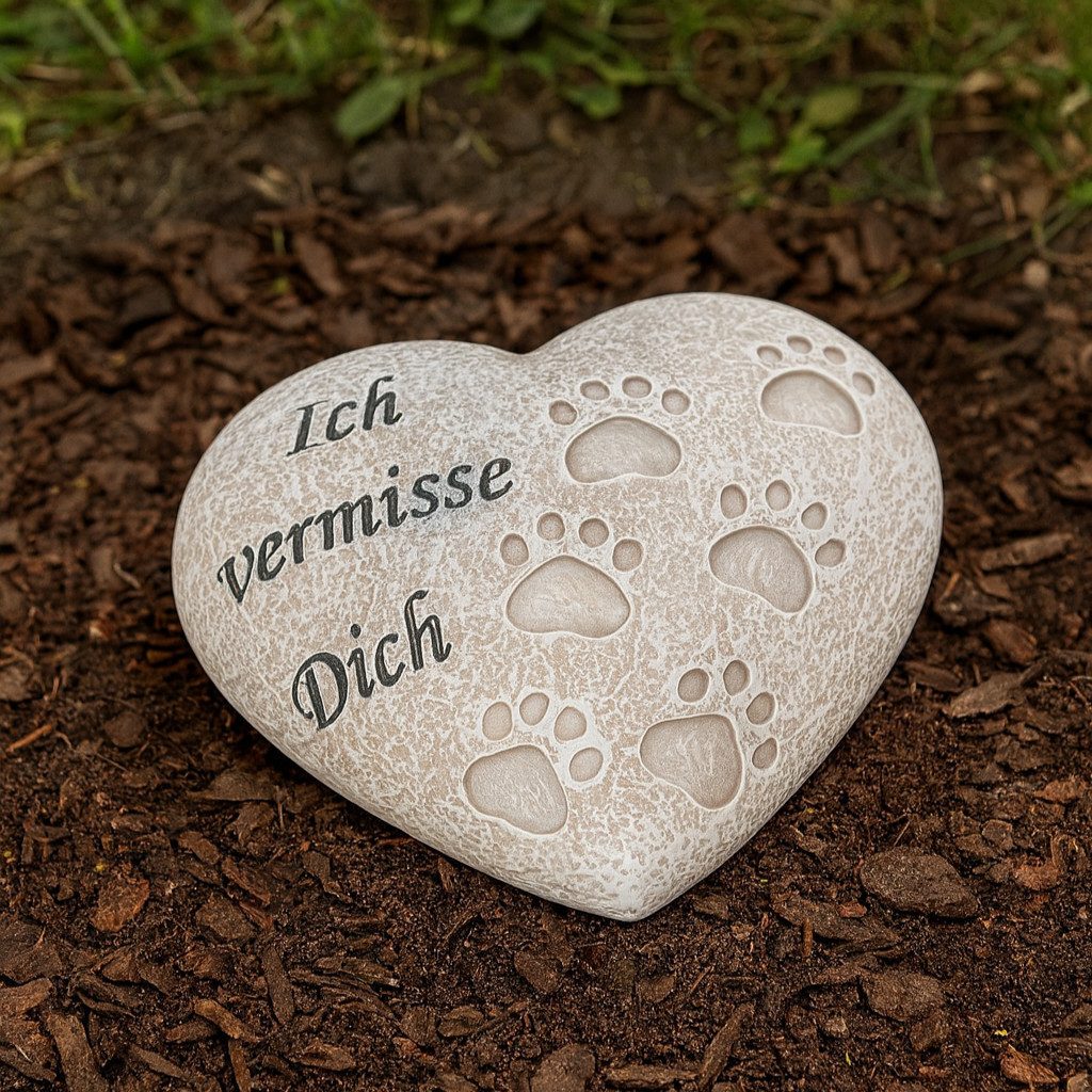 MF Grabkerze Grabdeko Tristeza Herz Grau Pfotenabdrücke Outdoor Katze Katze günstig online kaufen