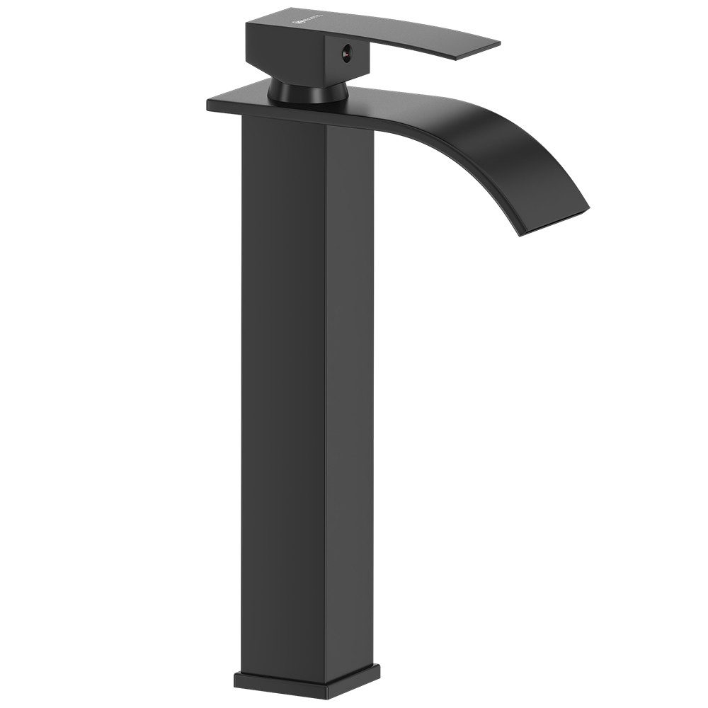 Lomadox Waschtischarmatur FAUCET-140 Edelstahl Waschbeckenarmatur 30,5 cm hoch in Schwarz matt