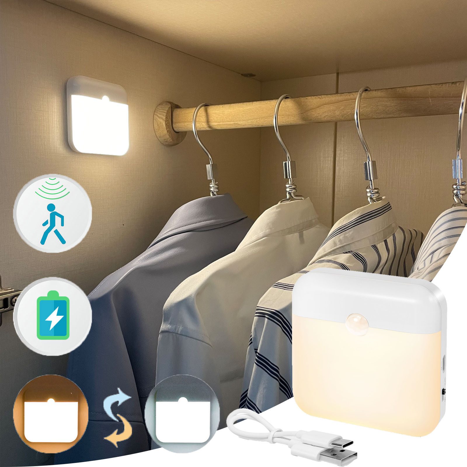 Jibenhome Unterschrankleuchte Nachtlicht Wandleuchte Warmweiß-Weiß, Bewegun günstig online kaufen