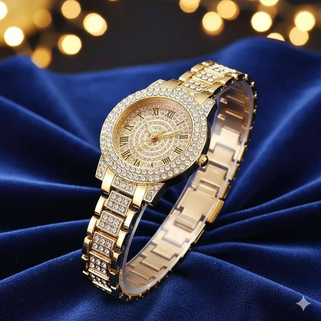 Taffstyle Quarzuhr Damen Kristall Armbanduhr Mädchen Uhr mit römischen Ziffern, (Edle Armbanduhr mit funkelnden Steinen in Gold, Silber oder Roségold erhältlich - Geschenkidee)