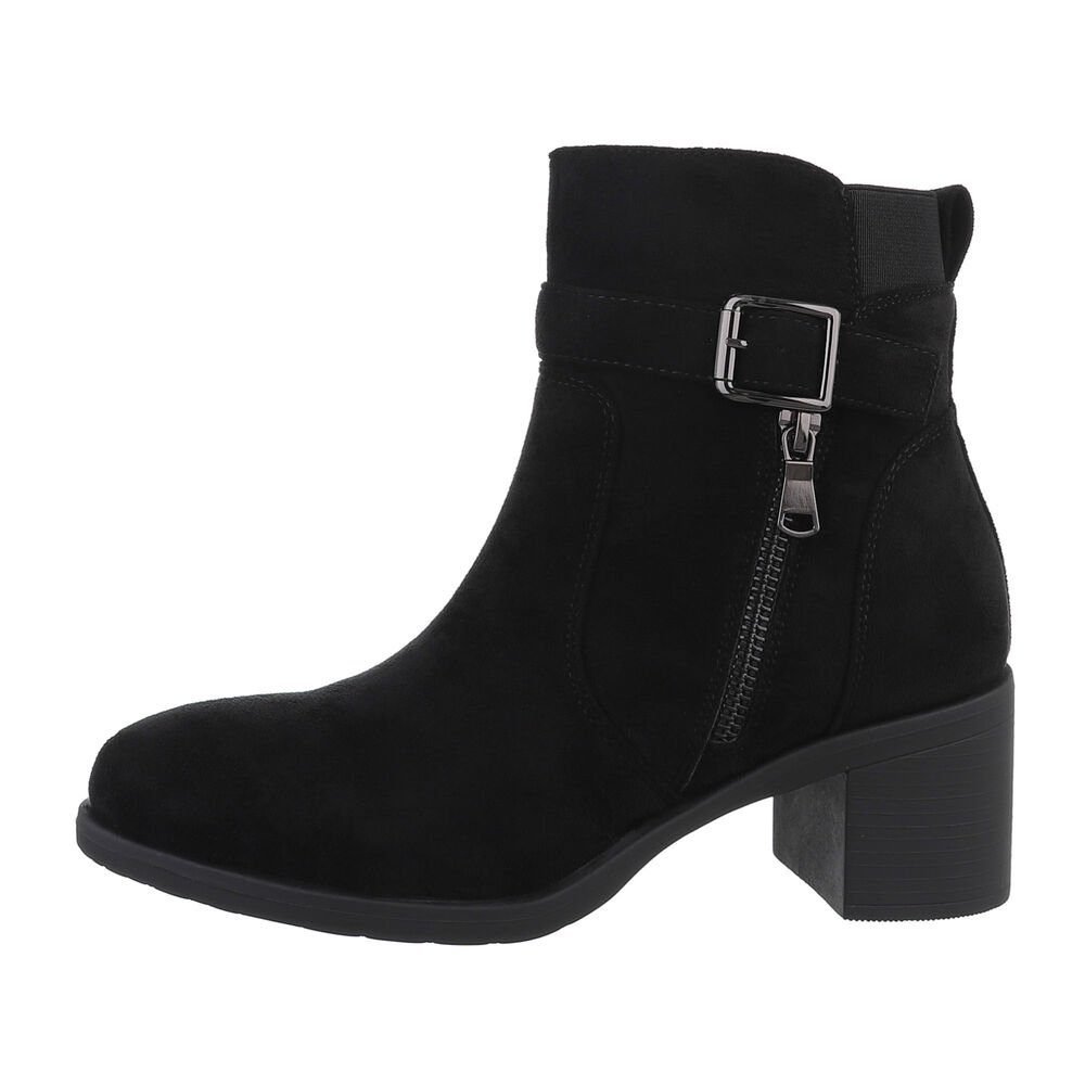 Ital-Design Damen Freizeit Stiefelette Blockabsatz Klassische Stiefeletten in Schwarz