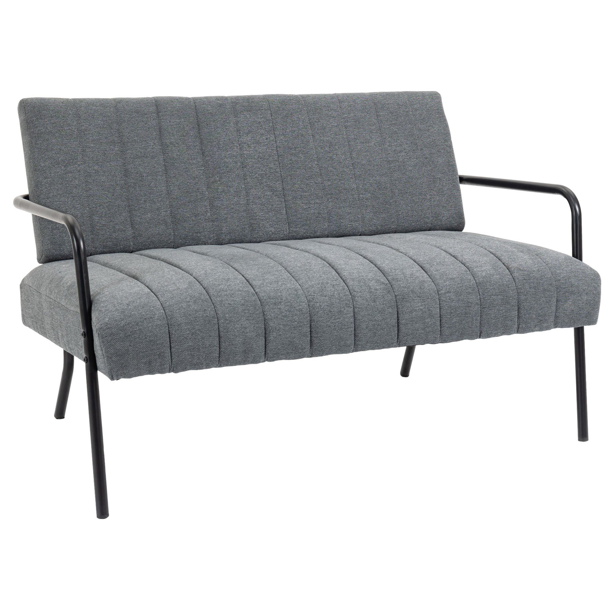 HOMCOM 2-Sitzer Stoffsofa Polstersofa Sitzmöbel, Loungesofa 1 Teile, Grau+Schwarz 122 x 75 x 77 cm