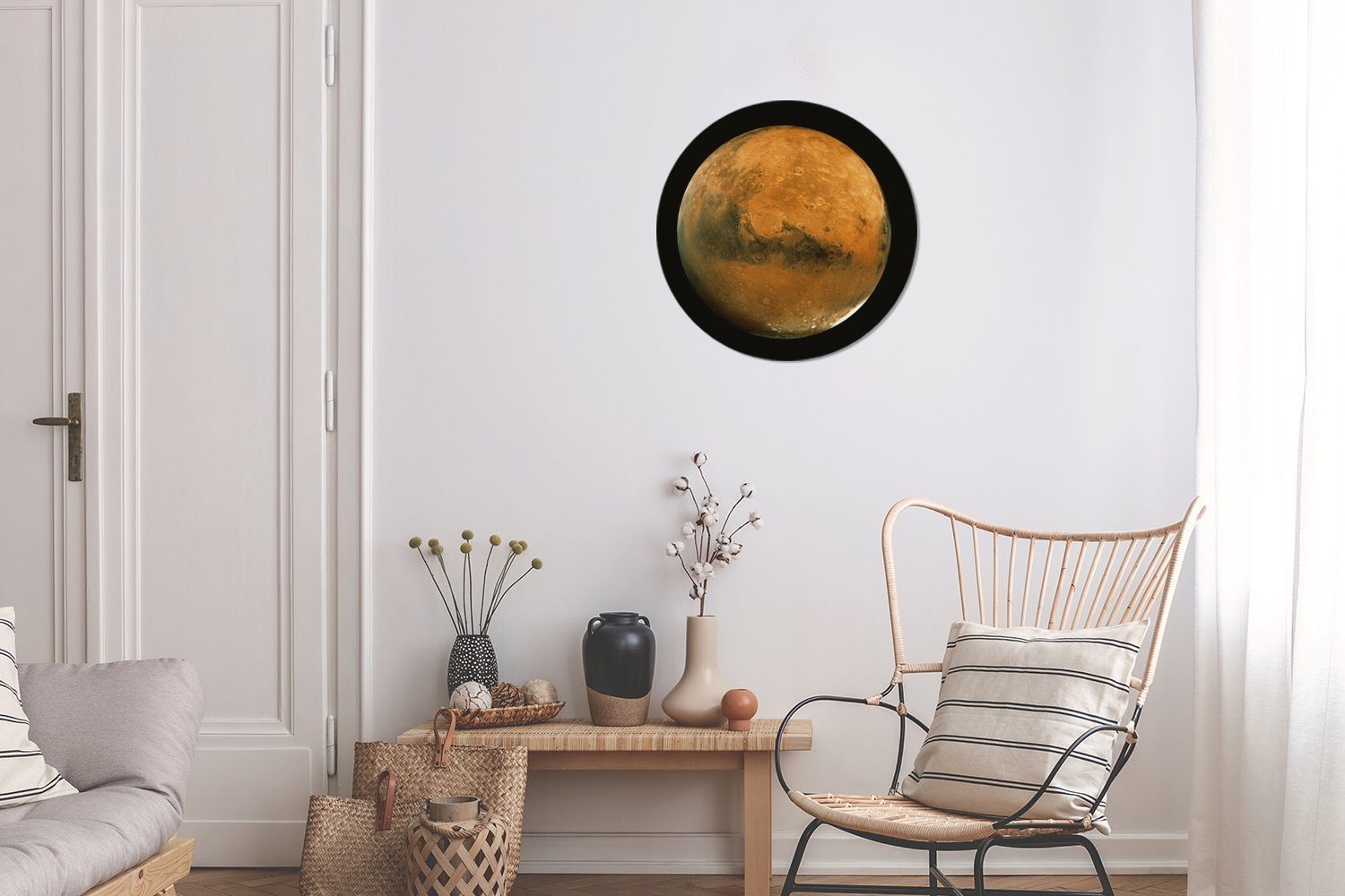 Forex, Wanddekoration an (1 MuchoWow 30x30 Gemälde Himmel, St), cm Rundes Wandbild, einem Kreis Mars Wohnzimmer, dunklen