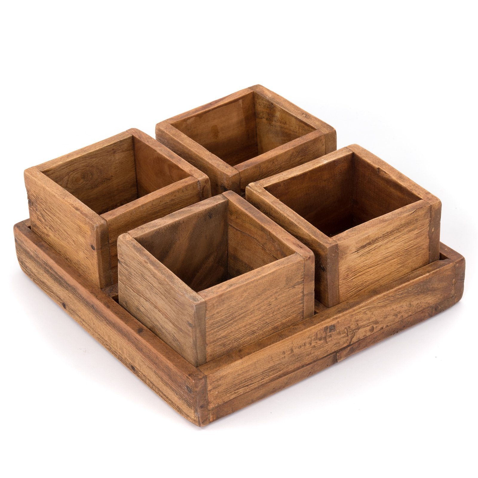 DESIGN AUFBEWAHRUNGSKISTEN (BxH), 24x9 "CUBO", HOLZ Dekoschale cm Mahagoni, DELIGHTS Kistenset