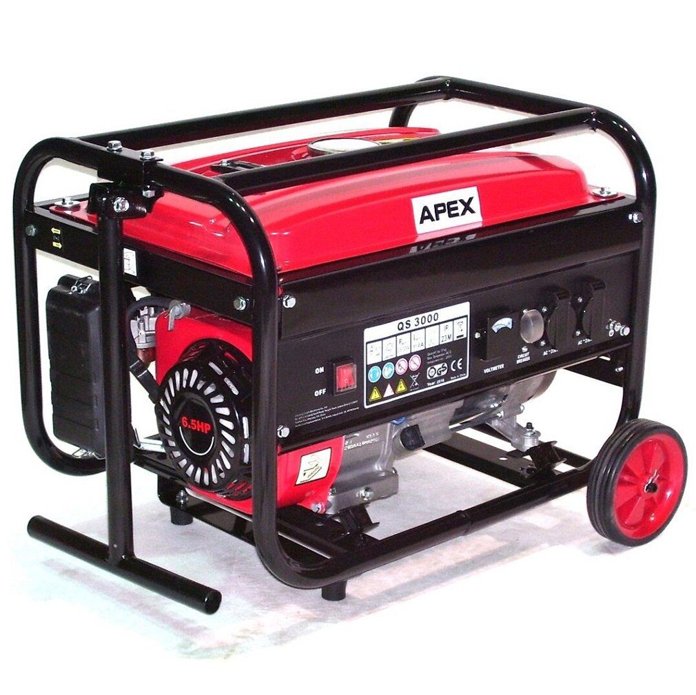 Apex Stromerzeuger Benzin Stromerzeuger 3000 mit Fahrwerk 06262 Generator, (1-tlg)