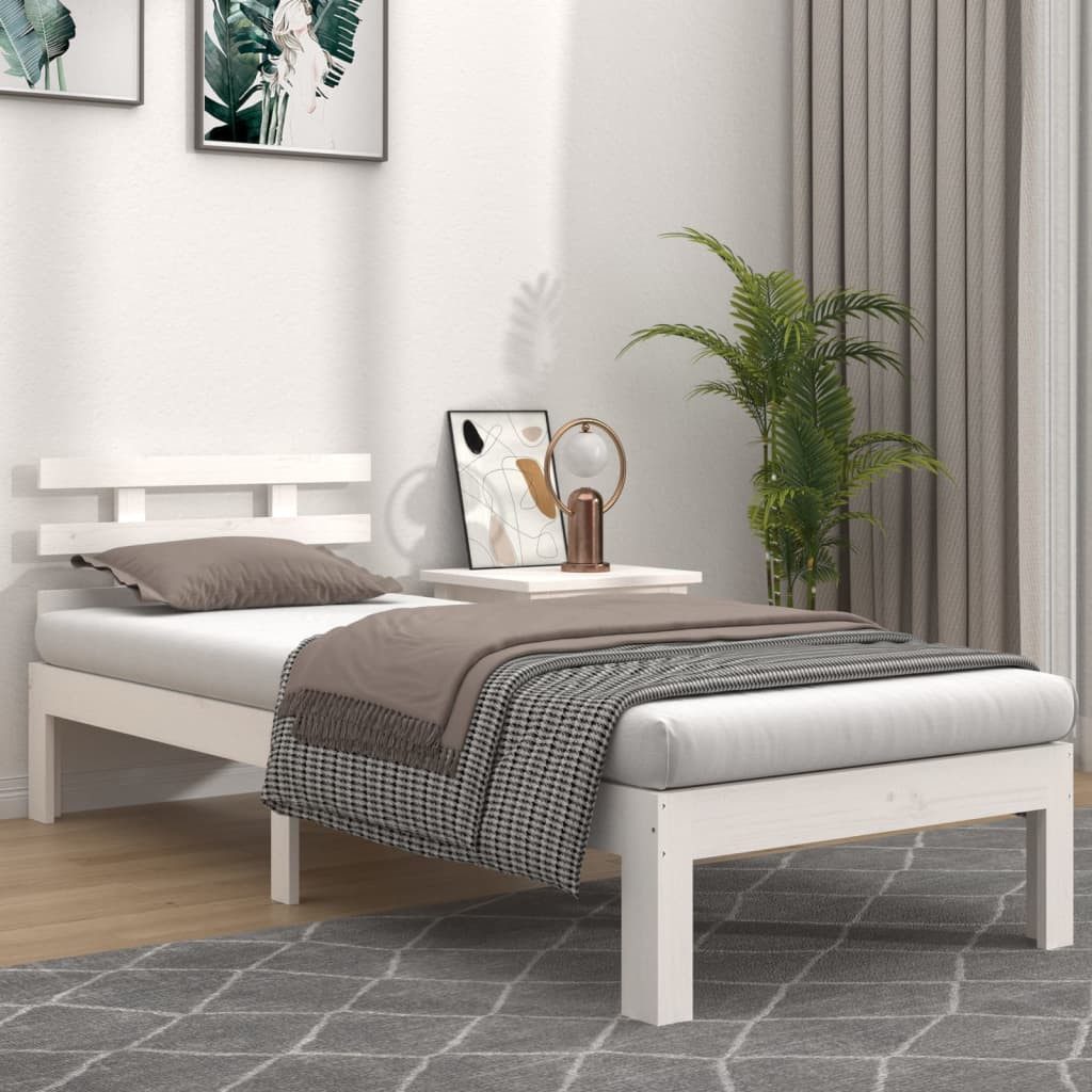 furnicato Bettgestell Einzelbett aus massivem Kiefernholz 100 x 200 cm in Weiß (1-tlg)