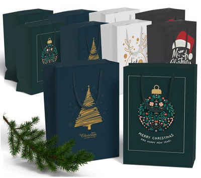 TK Gruppe Geschenkpapier 12x XXL Weihnachtstaschen Geschenktüten Geschenktaschen Modern
