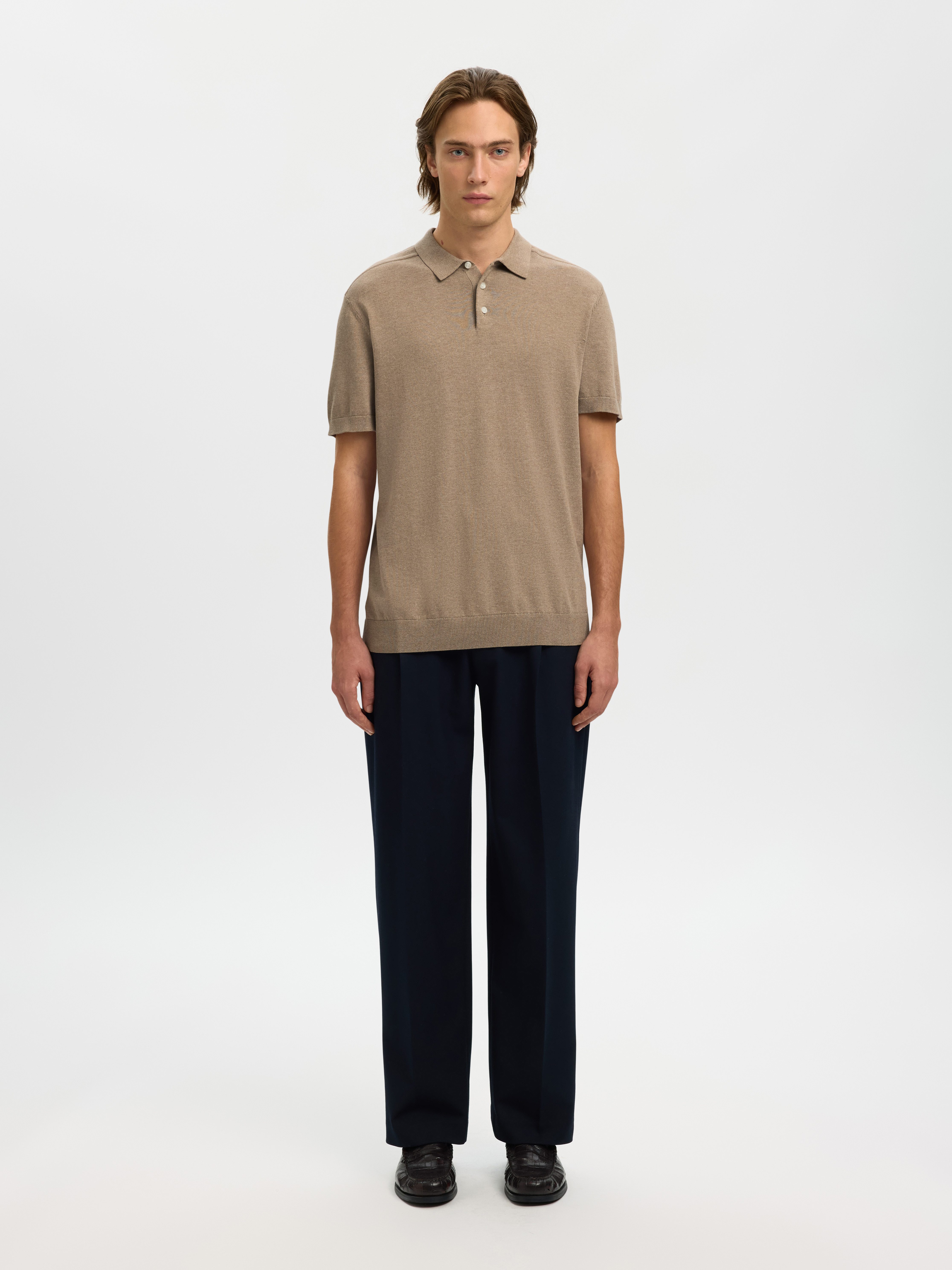Selected Poloshirt SLHBERG SS KNIT POLO NOOS aus Feinstrick