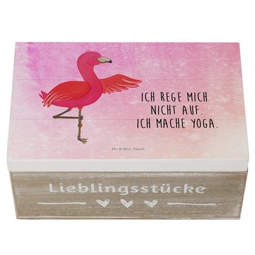 Mr. & Mrs. Panda Dekokiste Flamingo Yoga - Aquarell Pink - Geschenk, Baum, Truhe, Entspannung, D (1 St)