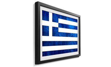 WandbilderXXL Bild mit Rahmen Griechenland, Flagge, Wandbild, in 4 Größen erhältlich