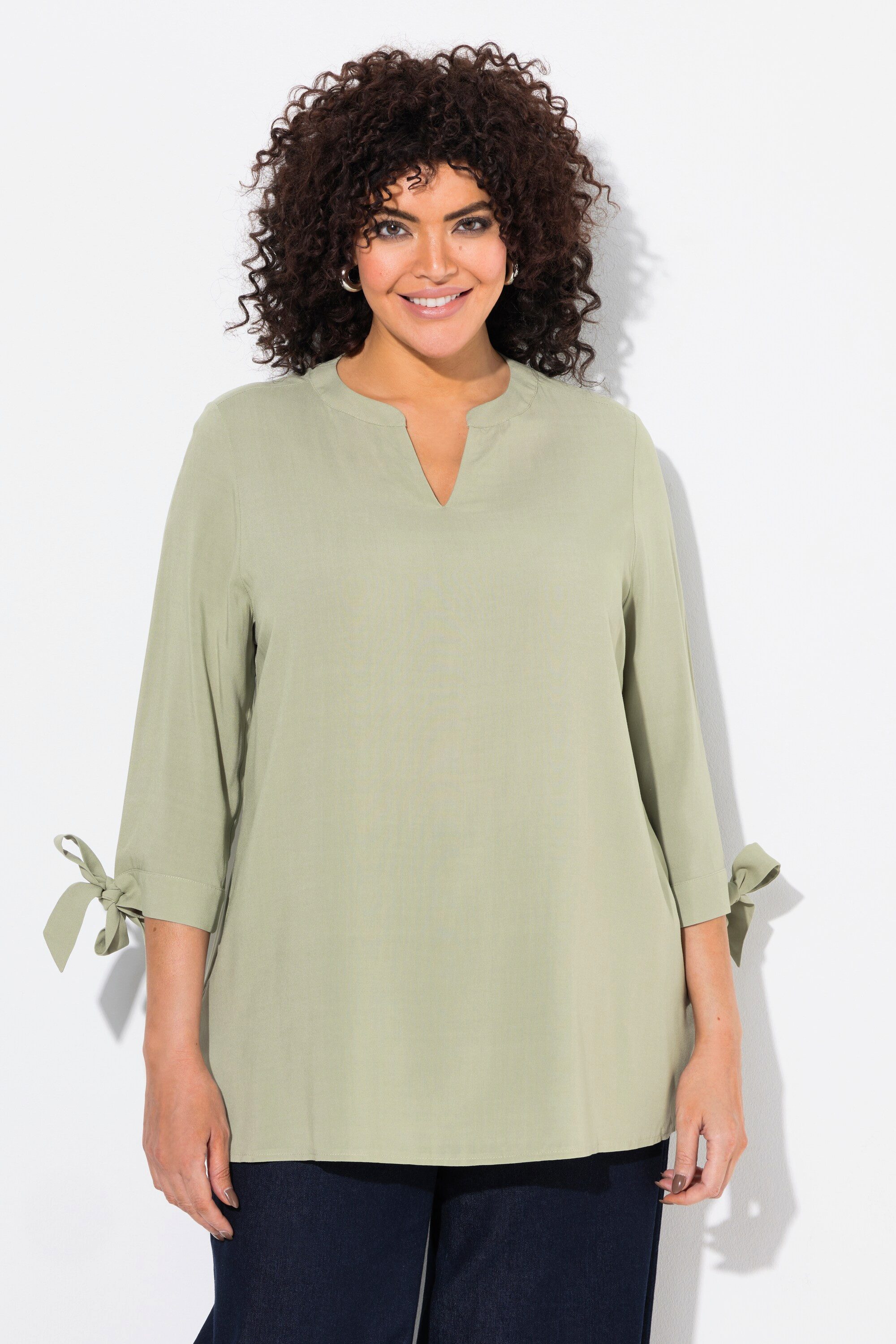 Ulla Popken Longbluse Bluse Ärmelschleife A-Linie günstig online kaufen