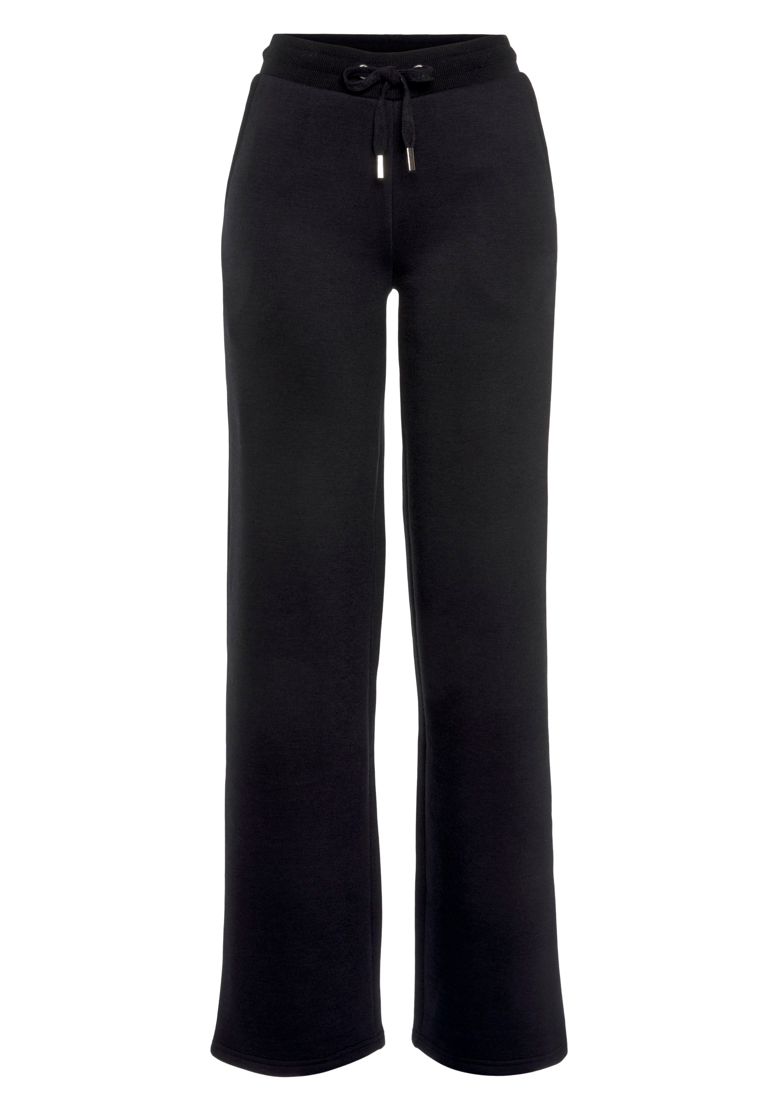 Vivance Relaxhose -Loungehose aus Sweatqualität weitem ultraweicher schwarz Bein und mit